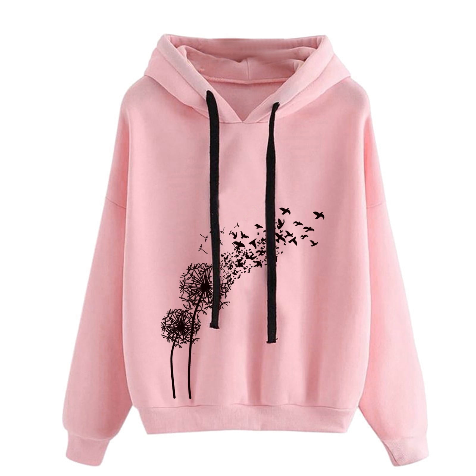 ICHUANYI Women's Trend Dandelion Print Hoodies Tops Long Sleeve ...