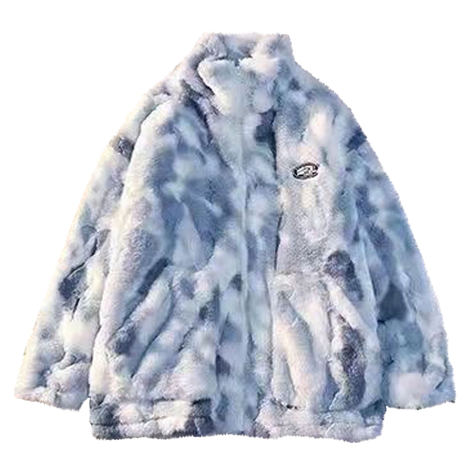 Ivy Lane Plush Contrast Zip Up Coat