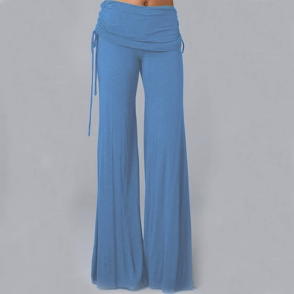 ICHUANYI Women's Trendy High Waist Solid Trousers 2023 Fall Winter Straight Wide Leg Pant Tall Long Slim Pants