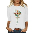 thumbnail image 1 of ICHUANYI Women's Tunic Tops 3/4 Sleeves Crew Neck Shirts Casual Loose Print T Shirt, 1 of 5