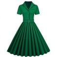 thumbnail image 1 of ICHUANYI Women's Vintage Tea Dress, Short Sleeve V Neck Party Dress Work Church Casual Dress, 1 of 3