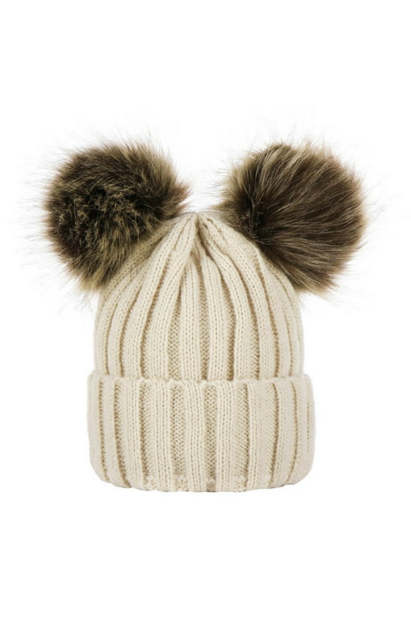 ICHUANYI Women's Warm Winter Hat Solid Thick Chunky Beanie with 2 Pom Ball
