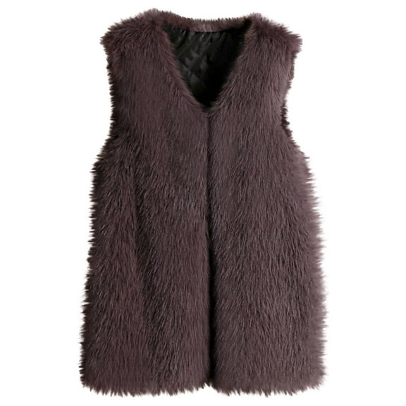ICHUANYI Women's Winter Vests Fashion Faux Furry Vest Solid Sleeveless Warm Coat 2023