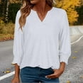 thumbnail image 1 of ICHUANYI Womens 3/4 Length Sleeve Blouses Pleated V Neck Button Down Shirts Dressy Flowy Tunic Tops, 1 of 9