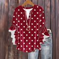 thumbnail image 1 of ICHUANYI Womens 3/4 Length Sleeve Tops Summer Ruffle Sleeve Blouses V-Neck Lace T-Shirts Dressy Casual Top, 1 of 6