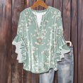 thumbnail image 1 of ICHUANYI Womens 3/4 Length Sleeve Tops Summer Ruffle Sleeve Blouses V-Neck Lace T-Shirts Dressy Casual Top, 1 of 6