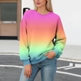 thumbnail image 1 of ICHUANYI Womens Casual Gradient Stripe Print Crewneck Sweatshirt Long Sleeve Tops Cute Pullover Loose Fit Hoodless Sweatshirts, 1 of 5