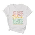 thumbnail image 1 of ICHUANYI Womens Casual Shirts Letter Print Short Sleeve T-Shirt Tops Fashion Clothing, 1 of 4