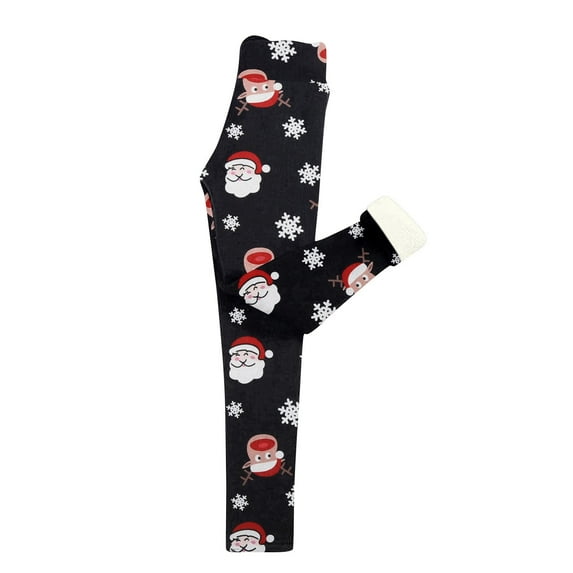 ICHUANYI Womens Christmas Printed Warm Tight Thick Plush Wool Waist Pants Trousers Leggings Winter Clearance