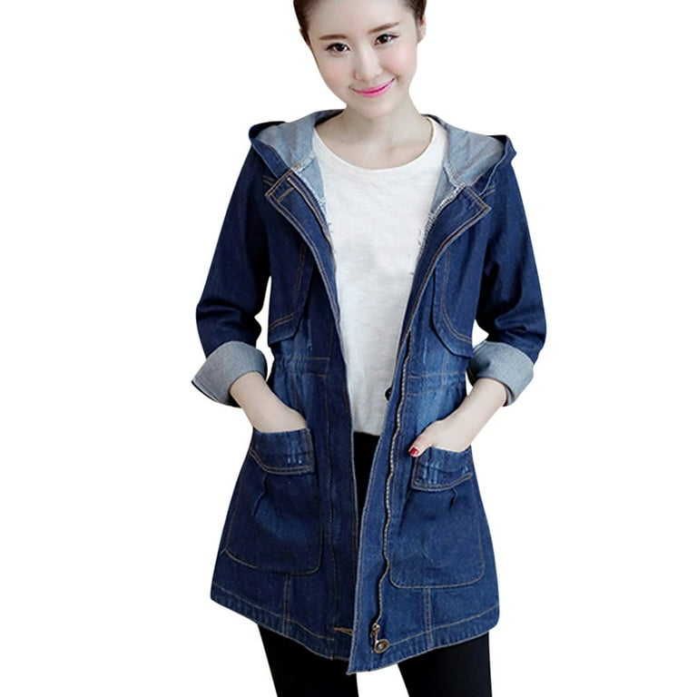 Clothing Plus Size Long Jean Jacket Women's Plus Size Ripped Long