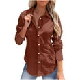 thumbnail image 1 of ICHUANYI Womens Classic Shirts Solid Color Lapel Button Down Long Sleeve Blouses V Neck Casual Loose Tops, 1 of 8
