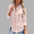 thumbnail image 1 of ICHUANYI Womens Classic Shirts Solid Color Lapel Button Down Long Sleeve Blouses V Neck Casual Loose Tops, 1 of 8