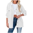 thumbnail image 1 of ICHUANYI Womens Classic Solid Button Down Long Sleeve Shirt Coat Flannel Jacket Casaul Loose Pocket Shirts Fall Winter Clothes Outfits 2023, 1 of 8