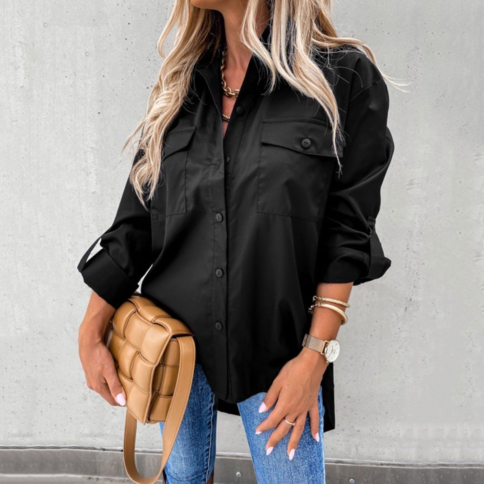 White Yellow Shirts Button Top Lady Loose Long Sleeve Shirt Women Blouses Casual