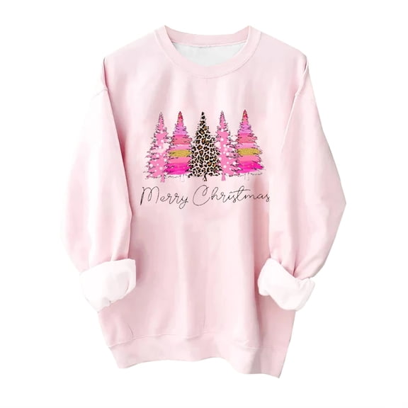 ICHUANYI Womens Fashion Casual Printed Pullover Crew Neck Long Sleeve T-Shirt Tops Christmas Gifts