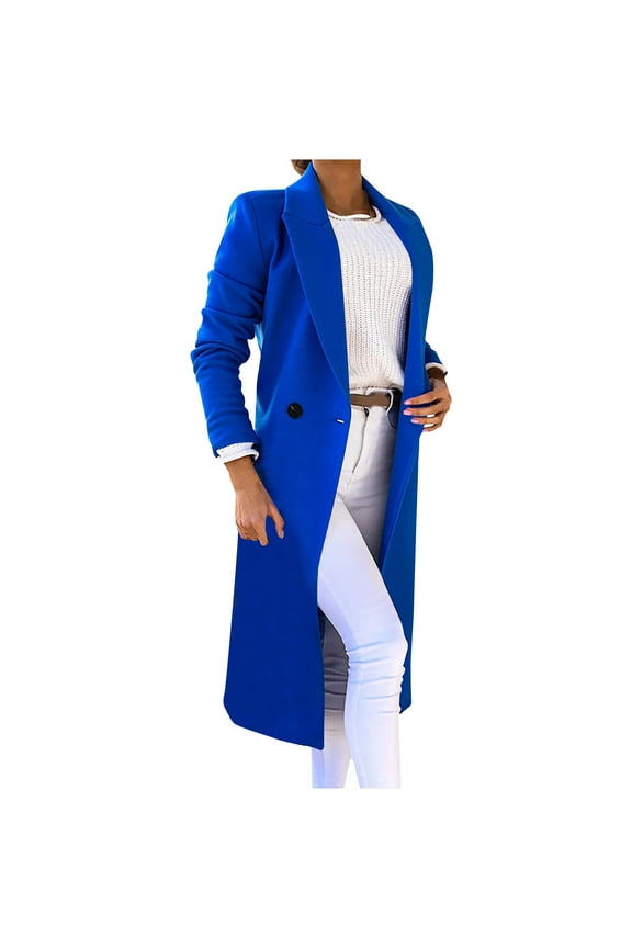 ICHUANYI Womens Fashion Winter Jacket Solid Casual Outwear One Button Trench Coat Overcoat