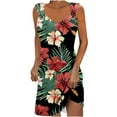 thumbnail image 1 of ICHUANYI Womens Floral Print Dresses Summer Elegant Casual V-Neck Tank Dress With Strap, 1 of 5