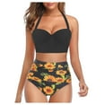thumbnail image 1 of ICHUANYI Womens Floral Print High Waist Crop Tops+Shorts Two Piece Swimwear HalterBeachwear New Fashion, 1 of 6