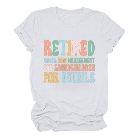 ICHUANYI Womens Funny Print Pattern Casual New Trending Soild Color Short Sleeve Tops Shirts