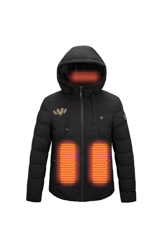 ICHUANYI Womens Heated Jacket Unisex Heated Coat Hooded Winter Warm Outwear