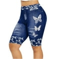 thumbnail image 1 of ICHUANYI Womens Imitation Denim Print Leggings Capris High Waisted Elastic Pencil Sports Yoga Pants Summer Fashion 2024, 1 of 5