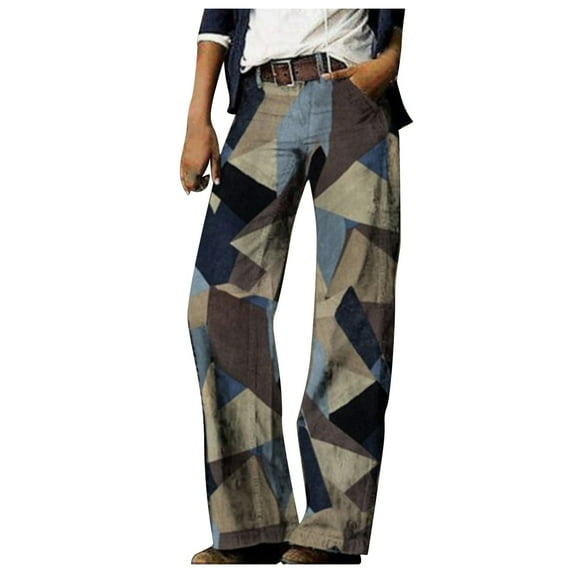 ICHUANYI Womens Jeans Mid Waist Colorblock Wide Leg Loose Stretchy Lightweight Tummy Control Fall Winter Trendy Jeans for Women 2023