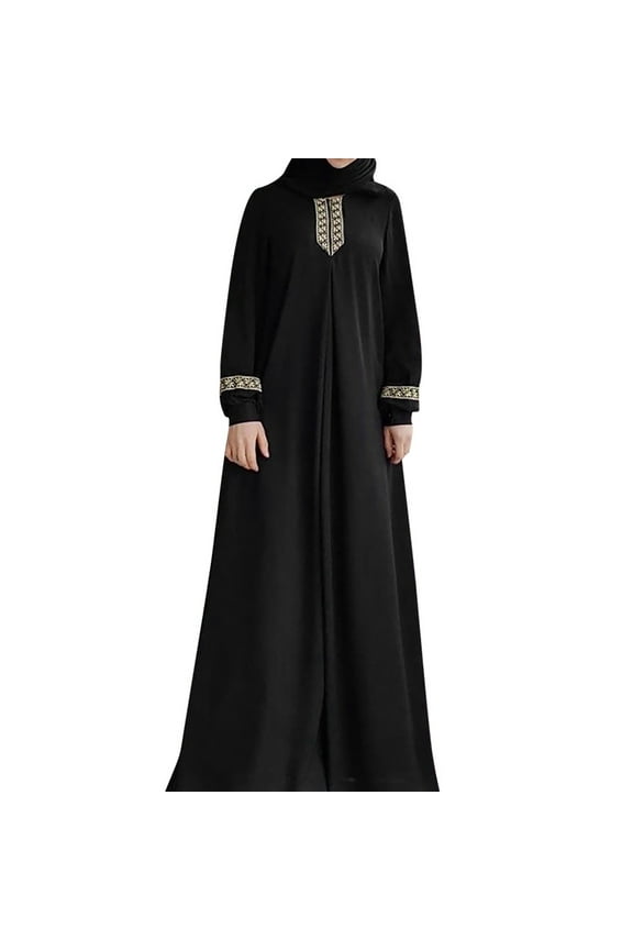 ICHUANYI Womens Plus Size Print Jilbab Muslim Maxi Dress Casual Kaftan Long Dress Spring Summer Clothing