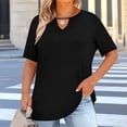 thumbnail image 1 of ICHUANYI Womens Plus Size Tops 3/4 Length Sleeve Shirts Crewneck Dressy Casual Blouses Trendy Keyhole Tunic Top, 1 of 7