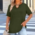 thumbnail image 1 of ICHUANYI Womens Plus Size Tops 3/4 Length Sleeve Shirts Crewneck Dressy Casual Blouses Trendy Keyhole Tunic Top, 1 of 8