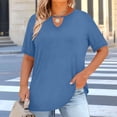 thumbnail image 1 of ICHUANYI Womens Plus Size Tops 3/4 Length Sleeve Shirts Crewneck Dressy Casual Blouses Trendy Keyhole Tunic Top, 1 of 7