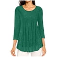 thumbnail image 1 of ICHUANYI Womens Shirt 3/4 Sleeve Tops Crew Neck Loose Casual Tshirts Basic Tunic Tops Fashion Solid Color Blouse T-shirt, 1 of 6