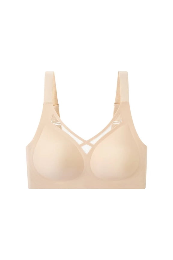 ICHUANYI Womens Solid Color Soft Comfortable Without Steel Rings Gathering Large Size Bra