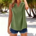 thumbnail image 1 of ICHUANYI Womens Solid Cotton Linen Tank Tops V Neck Button Casual Cami Sleeveless Blouses Summer Basic Shirt, 1 of 7