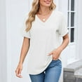 thumbnail image 1 of ICHUANYI Womens Summer T-Shirts Short Sleeve V Neck Tops Solid Loose Fit Shirts Spring Fashion, 1 of 5