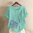 thumbnail image 1 of ICHUANYI Womens Summer Tops Round Neck Short Sleeve Button Fashion Printed Casual Lightweight Tunic T Shirts Blouse, 1 of 5