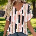 thumbnail image 1 of ICHUANYI Womens T Shirts Short Sleeve V Neck Loose Casual Summer Tops Loose Printing Summer Spring Tee Tops, 1 of 7