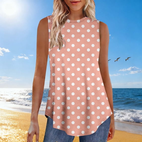ICHUANYI Womens Tank Tops Loose Fit Casual Sleeveless Tops Non-Positioned Print Trendy Summer Tops Clothes Outfits