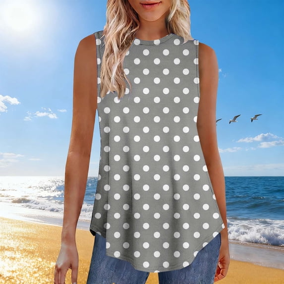ICHUANYI Womens Tank Tops Loose Fit Casual Sleeveless Tops Non-Positioned Print Trendy Summer Tops Clothes Outfits