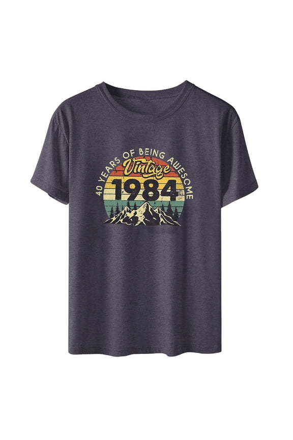 ICHUANYI Womens Tees Vintage Shirts Retro Short Sleeve T Shirts Party Tops 40th Birthday Gifts Cloth New Trending