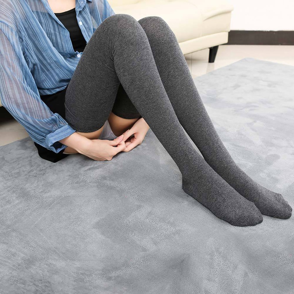 ICHUANYI Womens Thigh High Socks Extra Long Cotton Solid Warm Thick ...