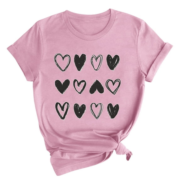 ICHUANYI Womens Trendy Crewneck Print Short Sleeve T-shirt Casual Loose Shirt Tops Fashion Clothing