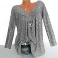 thumbnail image 1 of ICHUANYI Womens Trendy Plus Size Long Sleeve Shirt Fall V Neck Floral Print Pullover Tops Clearance, 1 of 1