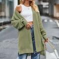 thumbnail image 1 of ICHUANYI Womens Trendy Soft Casual Solid Knit Sweater Open Front Long Sleeve Side Slit Long Cardigans Fall Winter Outwear Coat, 1 of 6