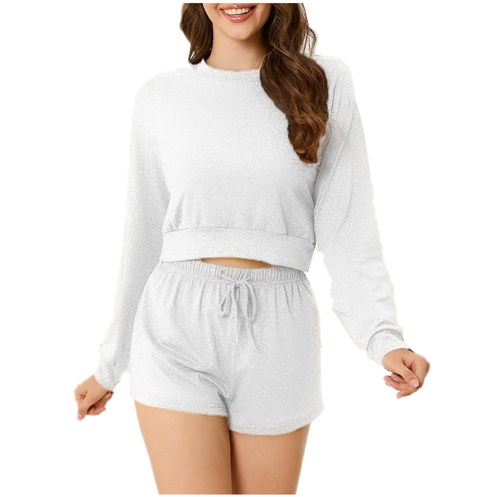 ICHUANYI Womens Trendy Solid Two Piece Outfits 2 Piece Lounge Matching