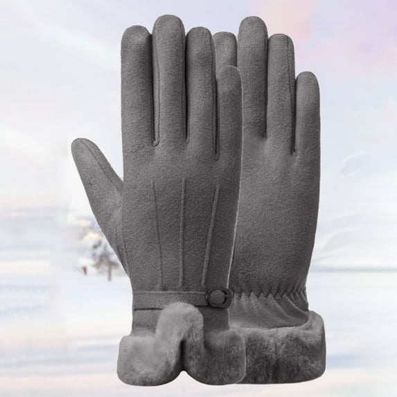 ICHUANYI Womens Windproof Dressy Gloves Faux Fur Trim Cuff Thermal Lining Warm Winter Gloves