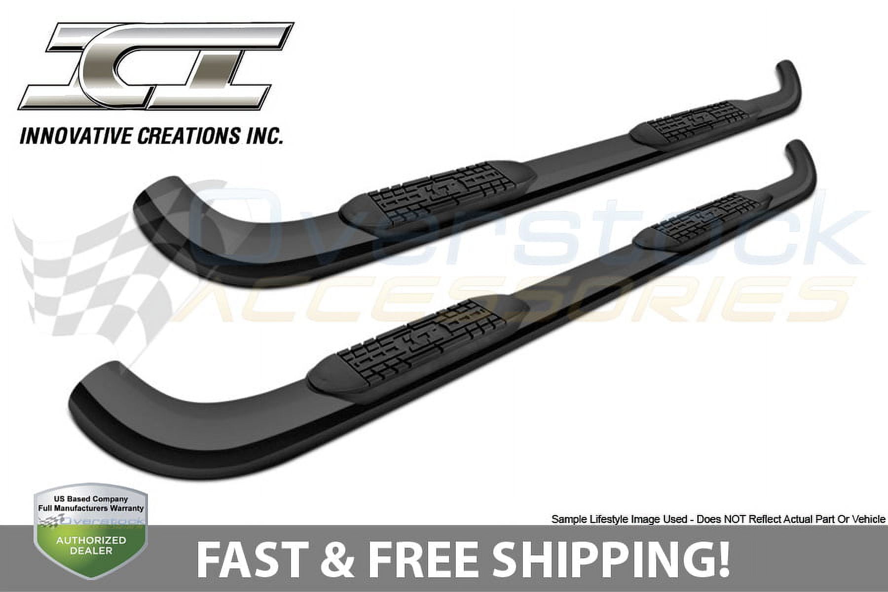 ICI (Innovative Creations) BLAK72FDX Nerf Bar; Black Powder Coated; 3