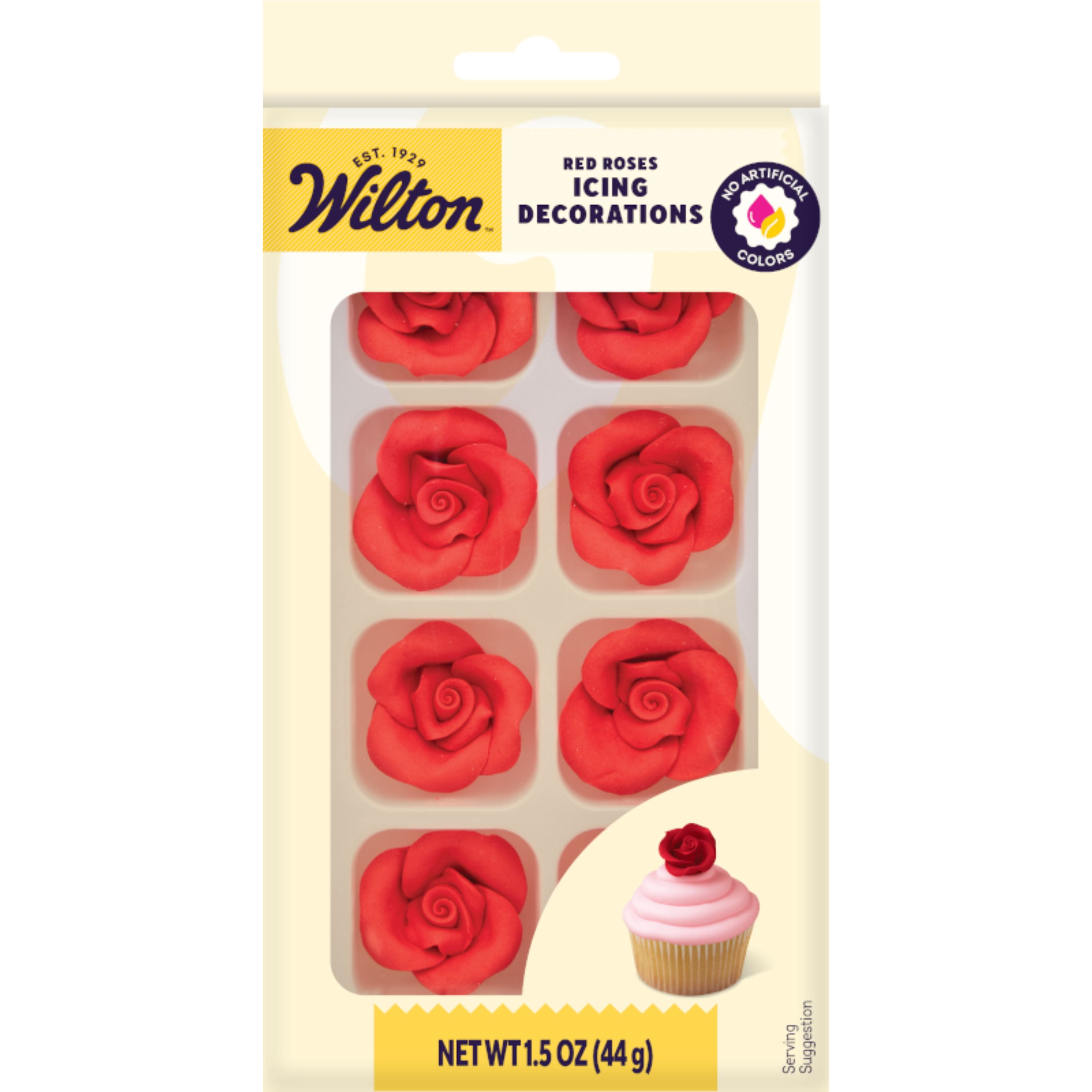 Wilton Medium Red Rose Royal Icing Decorations for Cake and Treats 8-Count 1.5 oz.