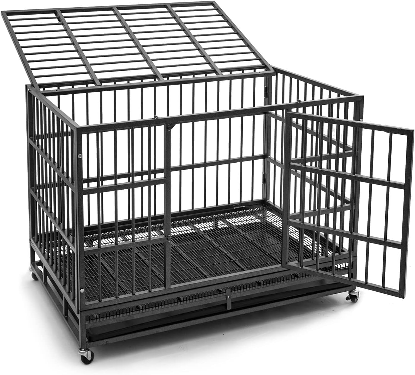 ICLBC 38 inch Heavy Duty Indestructible Dog Crate Steel Escape Proof