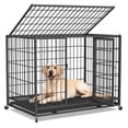 thumbnail image 1 of TIME RAY 42” Heavy Duty Dog Crate,Large Metal Escape Proof Dog Cage Kennel,Indestructible high Anxiety Dog Crate for Outdoor and Indoor with Lock, Double Door & Removable Tray, 1 of 10