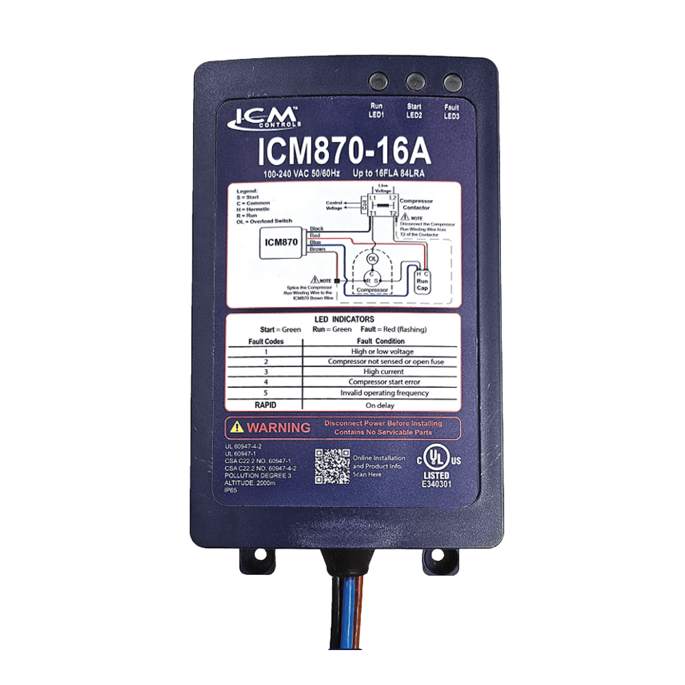 ICM Controls ICM870 Series 16A Soft Start for Air Conditioner with Over